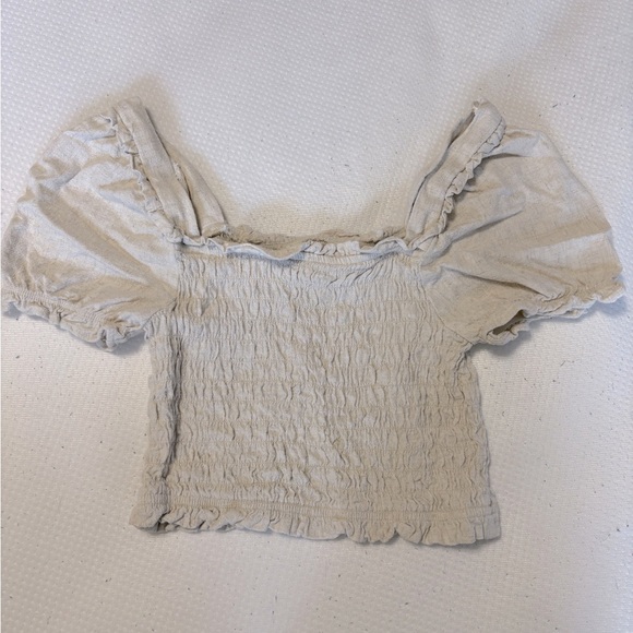 Cropped Short sleeve shirt with puff sleeves - Picture 1 of 3